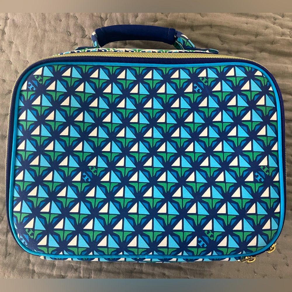 TORY BURCH Target/Neiman Marcus Insulated Geometric LUNCH BOX Blue Green Gold